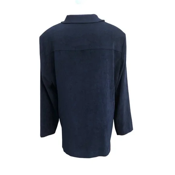 Worthington Womens Faux Suede Navy Blazer Moleskin Jacket Career 16P Classic - Picture 3 of 8